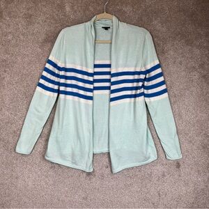 Talbots Cardigan Womens Small Blue Stripe Long Sleeve Open Front Knit- 4215